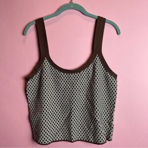 Abercrombie & Fitch NWOT Knit Brown Crop Tank Top with Lattice Pattern